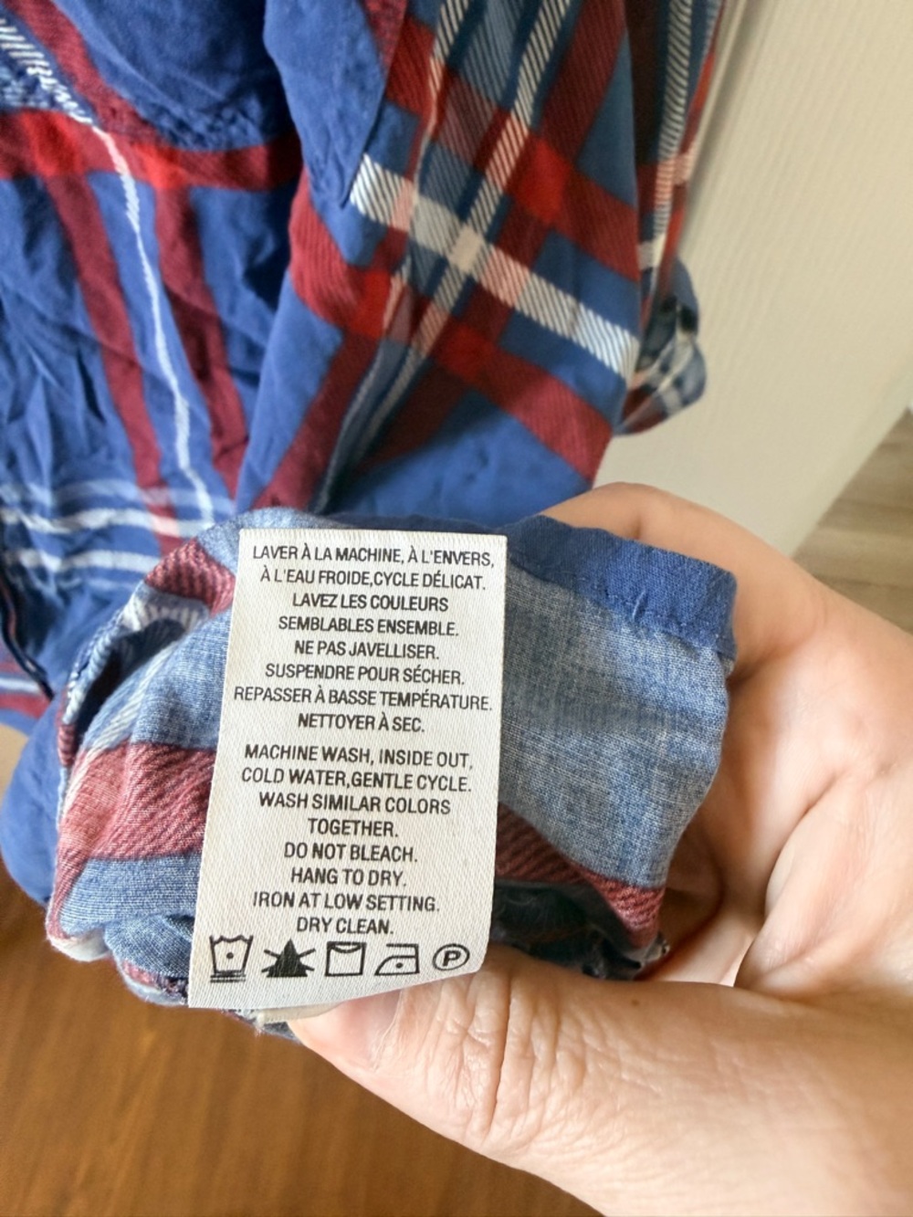 Reitmans Blue Plaid Button-Down Shirt with Red & White Stripes - Picture 7 of 7